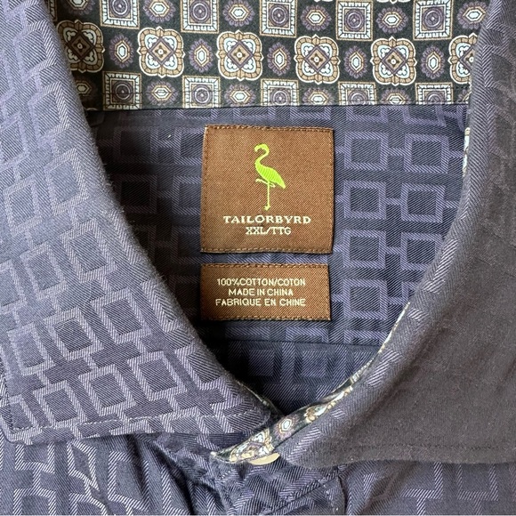 Tailorbyrd - Men's Blue Patterned Shirt - XXL - Picture 4 of 5